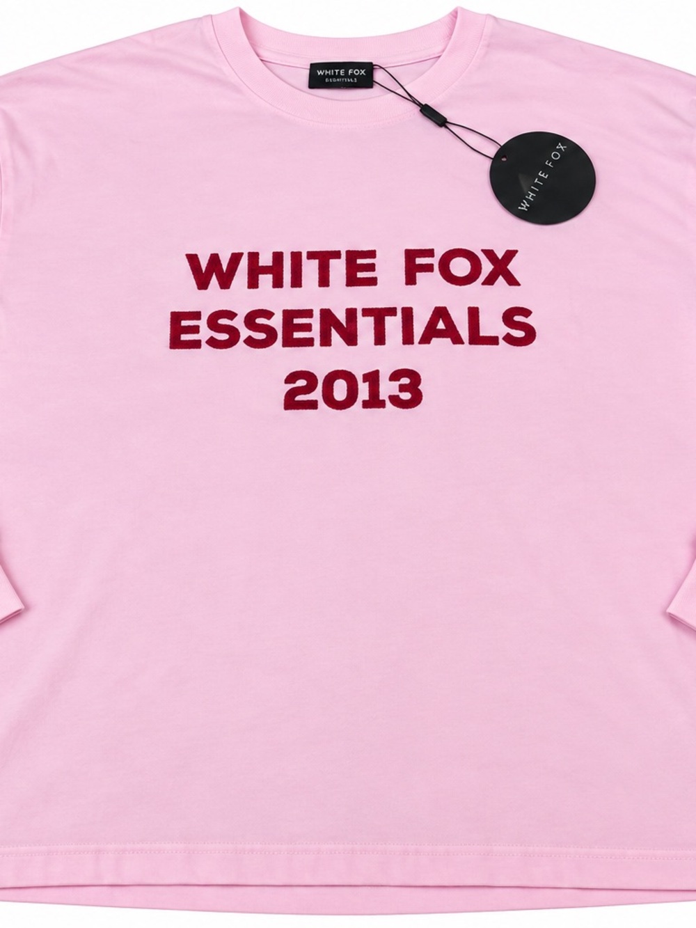 White Fox Boutique Pink Long Sleeve Tee with Maroon Graphic